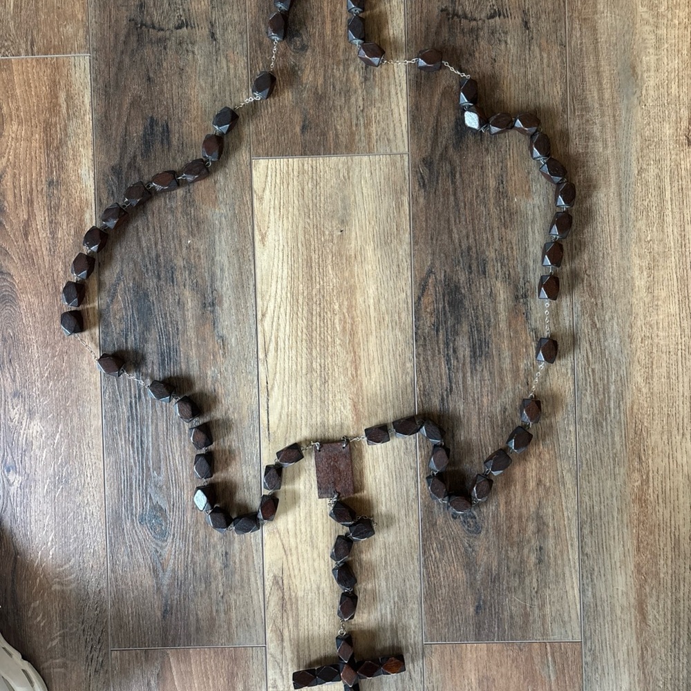 Vintage Long Wooden Bead Rosary wall
